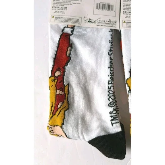 BETTY BOOP Crew Socks Size 9-13 Cartoon Graphic Print 1 Pair - Picture 3 of 6